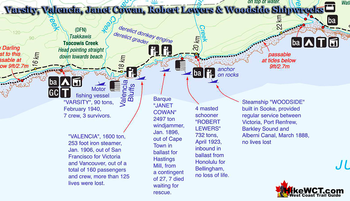 Janet Cowan Shipwreck Map