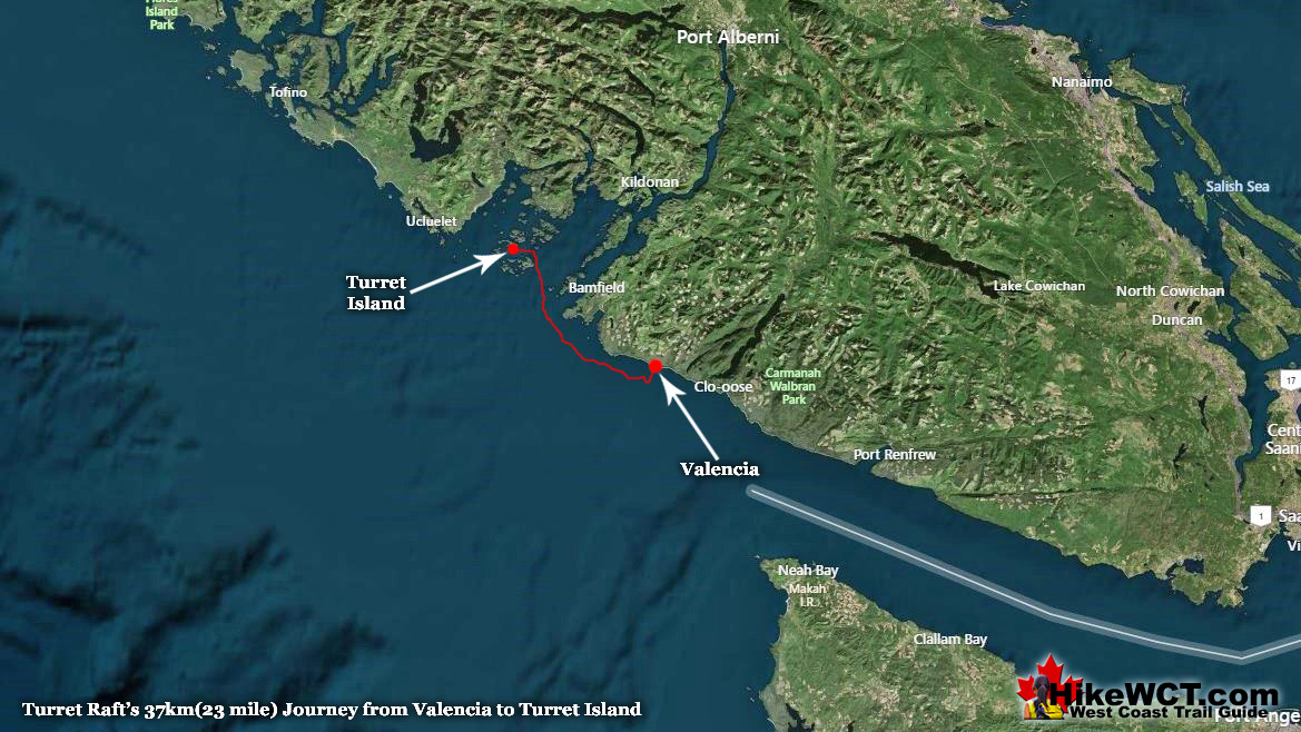 Valencia to Turret Island Map