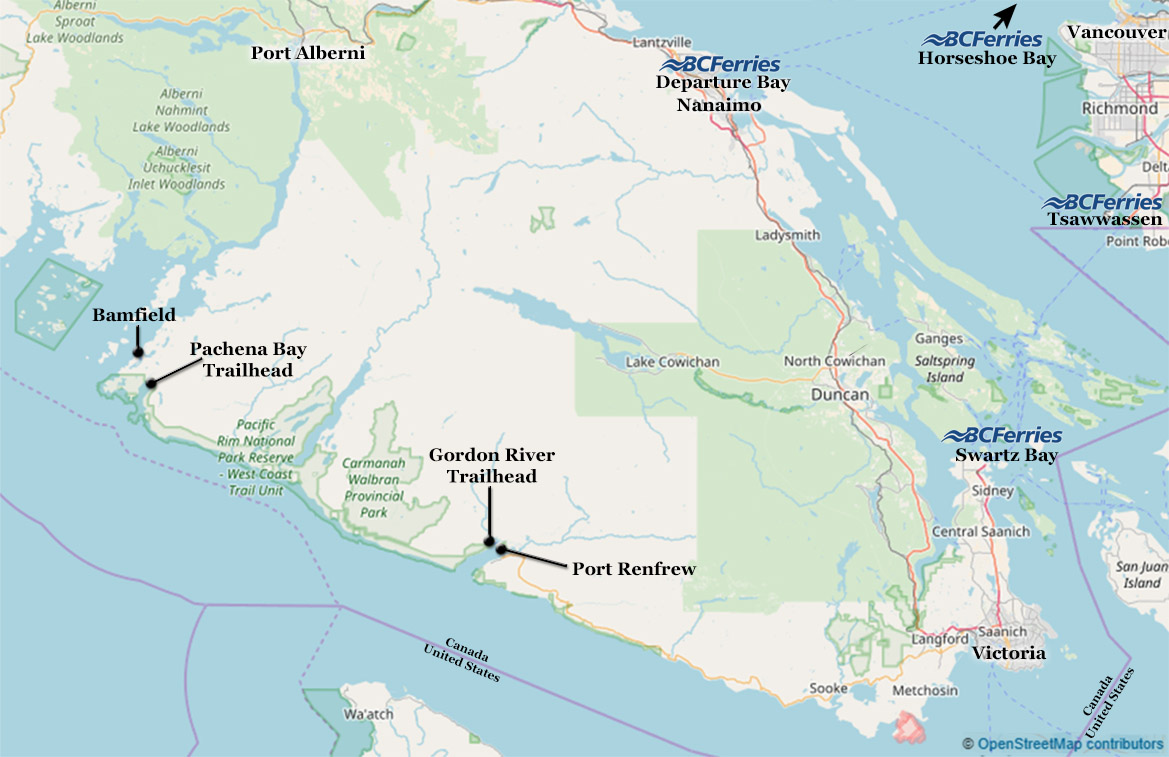 West Coast Trail Map - Getting There